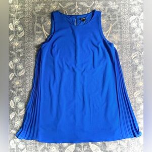 DKNY Blue Side Pleated Sleeveless Tank Cocktail Dress